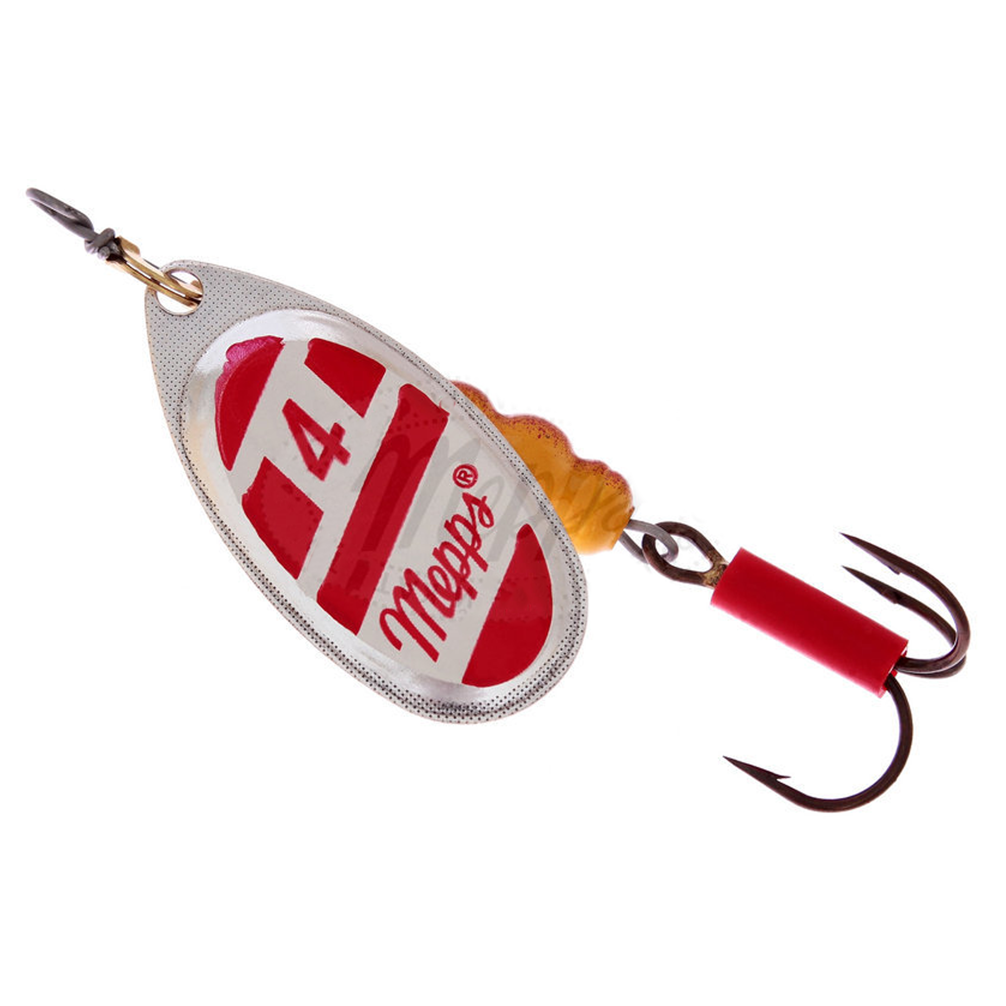 Vizulis rotiņš blisterī Mepps AGLIA Blanc Rouge #4 - Silver