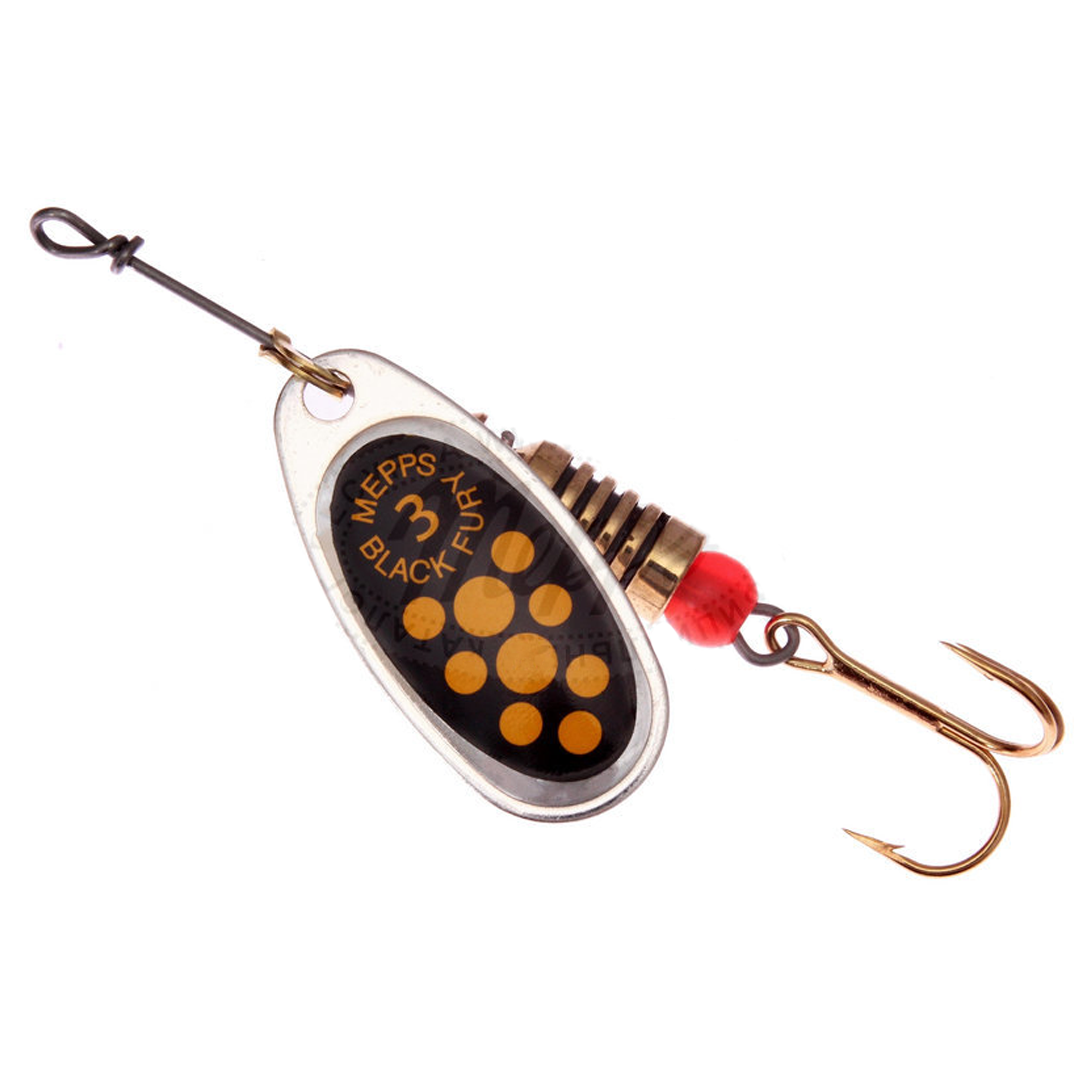 Vizulis rotiņš blisterī Mepps Black Fury #3 - Silver/Yellow dots