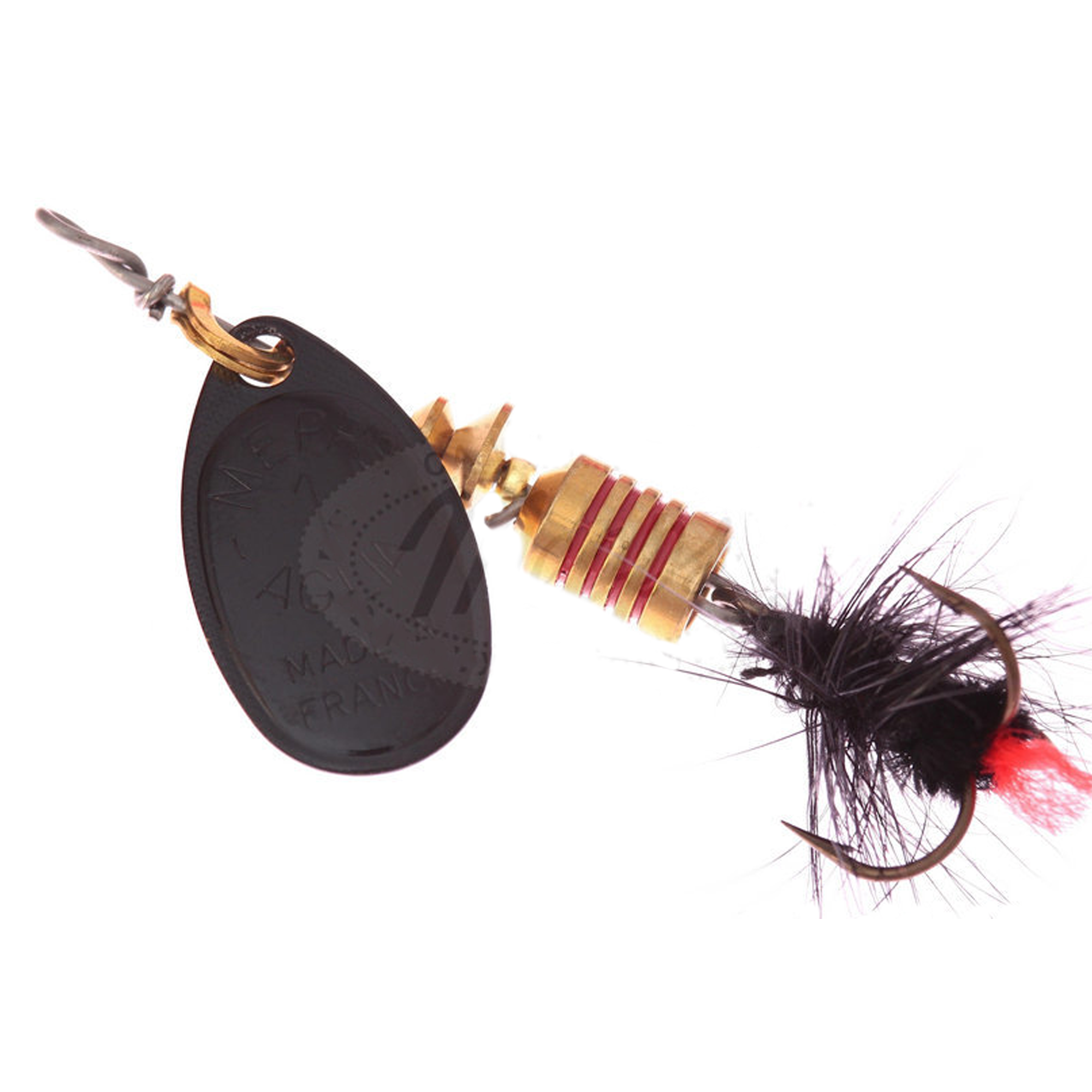 Vizulis rotiņš blisterī Mepps AGLIA Mouche #1 - Black/Black Fly