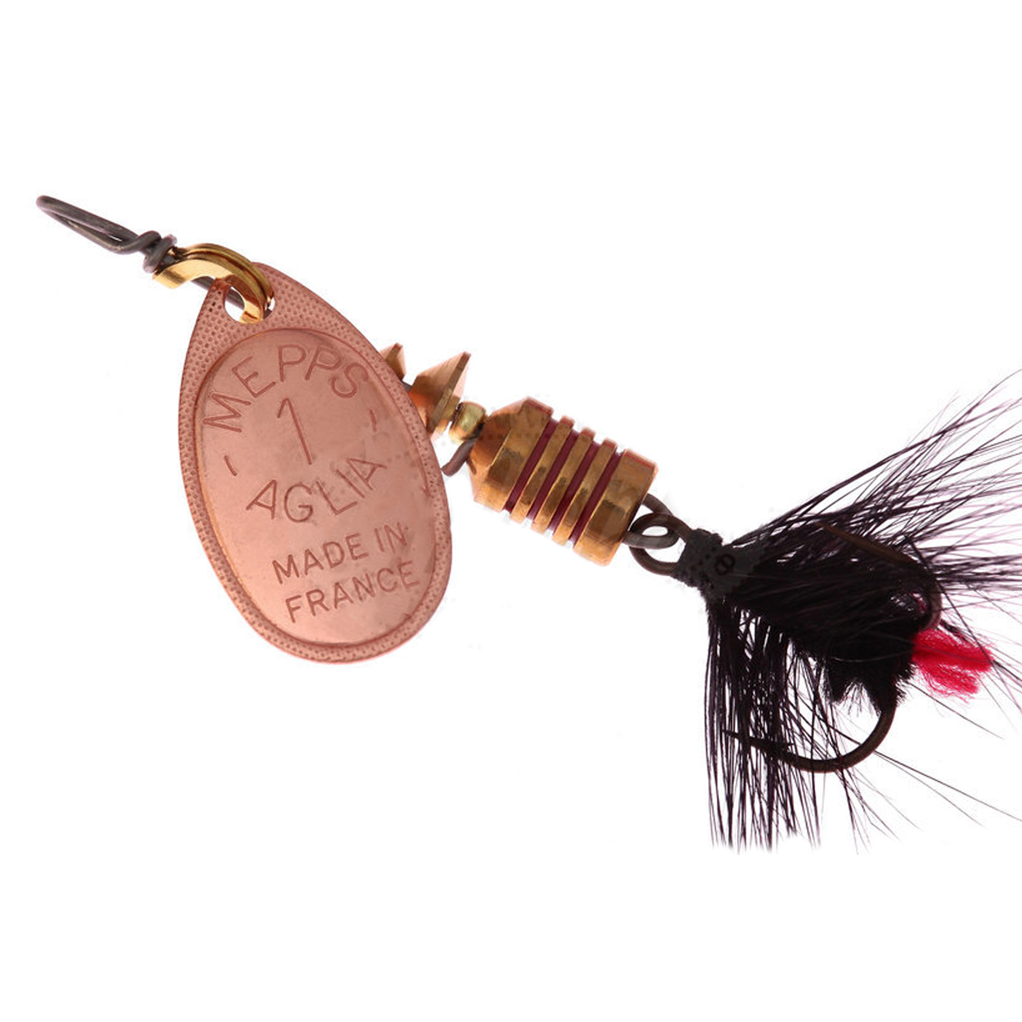 Vizulis rotiņš blisterī Mepps AGLIA Mouche #1 - Copper/Black Fly