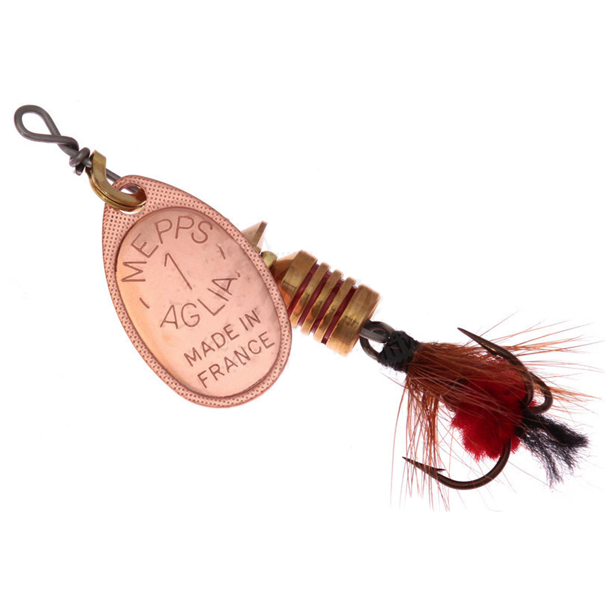 Vizulis rotiņš blisterī Mepps AGLIA Mouche #1 - Copper/Red Fly