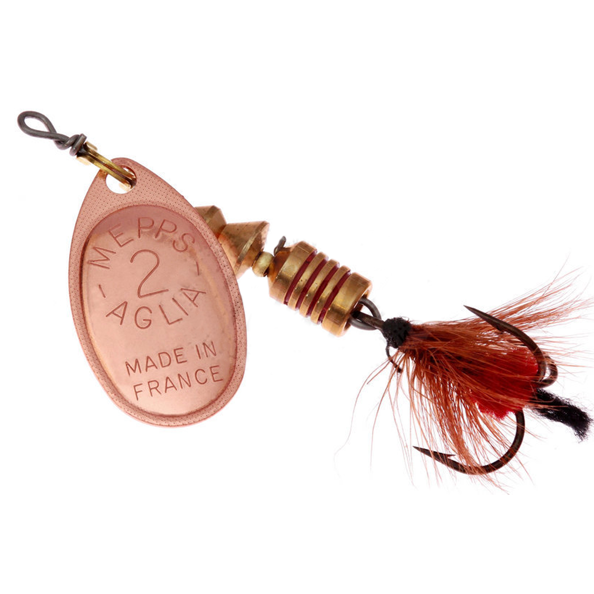 Vizulis rotiņš blisterī Mepps AGLIA Mouche #2 - Copper/Red Fly
