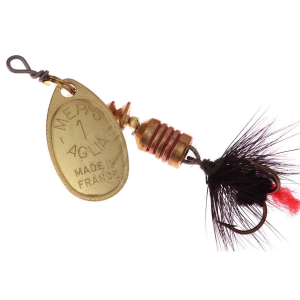 Vizulis rotiņš blisterī Mepps AGLIA Mouche #1 - Gold/Black Fly