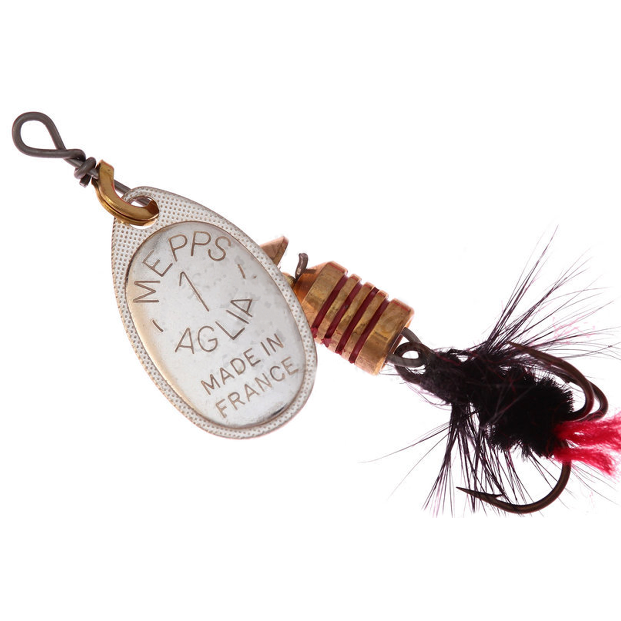 Vizulis rotiņš blisterī Mepps AGLIA Mouche #1 - Silver/Black Fly