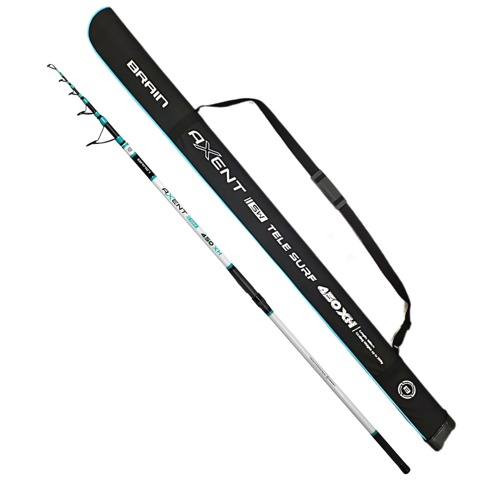 Jūras makšķere Brain Axent Tele Surf 4.20m - 200g + cietais tubuss